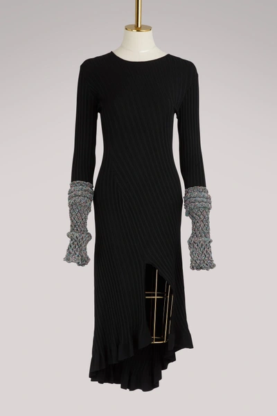 Shop Esteban Cortazar Long-sleeved Midi Dress In Black