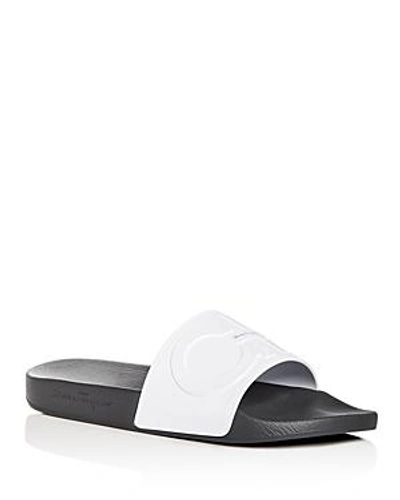 Shop Ferragamo Men's Groove 2 Original Double Gancini Slide Sandals In White