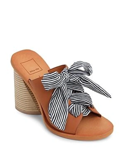 Shop Dolce Vita Amber Leather Slide Sandals In Caramel
