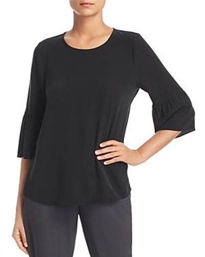 Shop Eileen Fisher Silk Bell-sleeve Top In Black