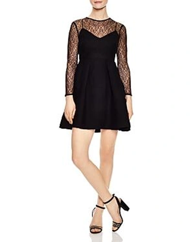Shop Sandro Jeanette Lace-detail A-line Dress In Black