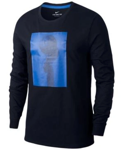 Shop Nike Men's Dri-fit Long-sleeve Basketball T-shirt In Clay Green Black