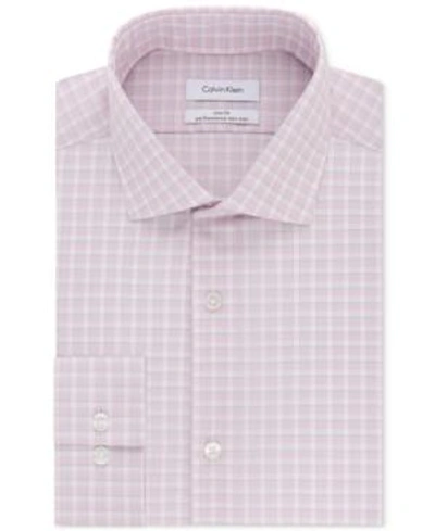 Shop Calvin Klein Men's Steel Slim-fit Non-iron Stretch Performance Print Dress Shirt In Pink Multi