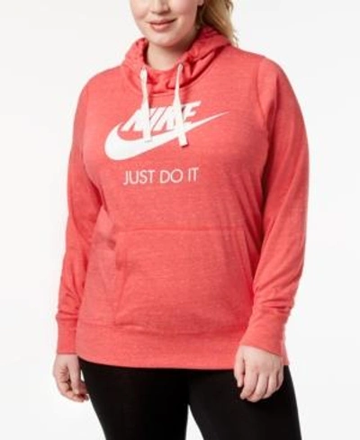 Shop Nike Plus Size Gym Vintage Hoodie In Tropical Pink/sail