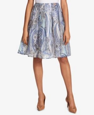 Shop Tommy Hilfiger Pleated Paisley-print Skirt In Mist Multi