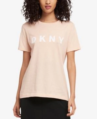 Shop Dkny Cotton Logo-print T-shirt In Blush/white