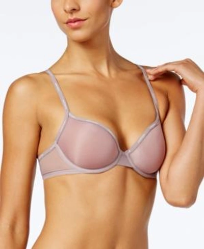 Shop Calvin Klein Sheer Marquisette Lightly-lined Demi Bra Qf1839 In Violet Dust