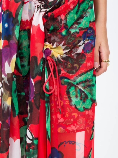 Shop Sacai Floral Print Midi Skirt