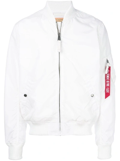 Shop Alpha Industries Zipped Bomber Jacket In White