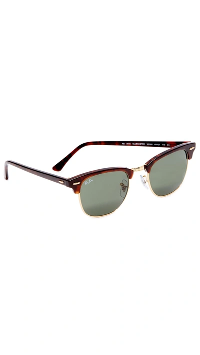 Shop Ray Ban Clubmaster Sunglasses In Tortoise/green