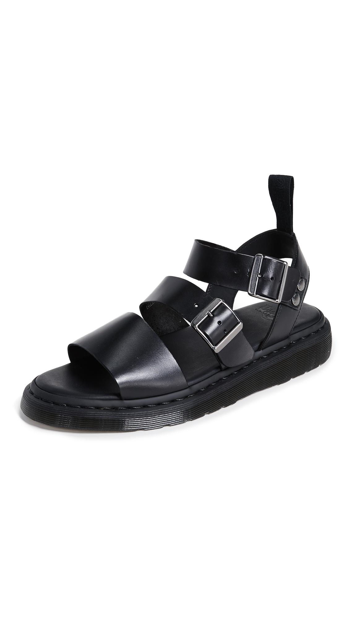 dr martens gryphon strap sandals in black
