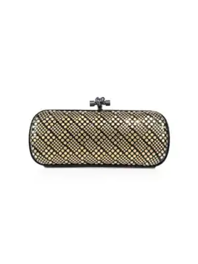 Shop Bottega Veneta Stretch Knot Snakeskin Clutch In Gold