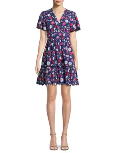 Shop Kate Spade Daisy Eyelet Cotton Mini Dress In Rich Navy