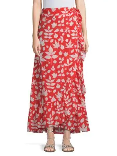 Shop Carolina K Lola Ruffle Wrap Skirt In Red White