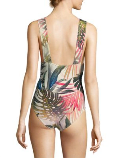 Shop Fuzzi Swim Jungle Petal Print One-piece Swimsuit In Petal Pink