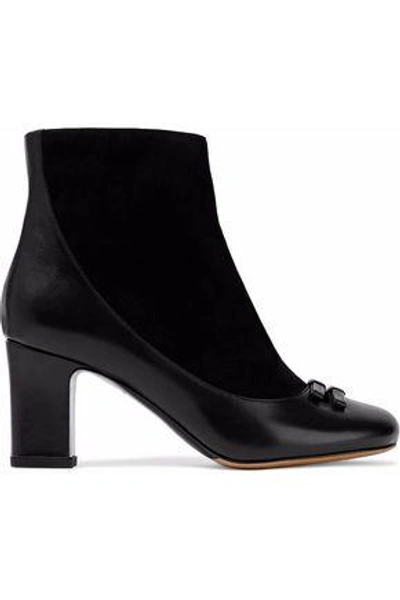 Shop Tabitha Simmons Woman Suede And Glossed-leather Ankle Boots Black