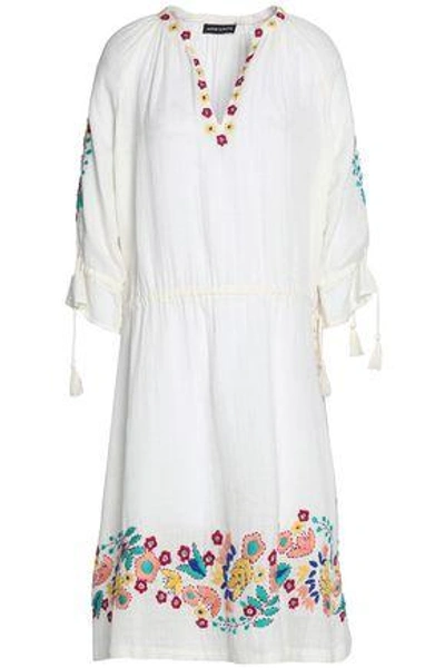 Shop Antik Batik Embroidered Cotton-gauze Dress In Ivory