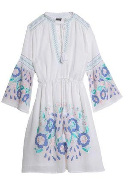 Shop Antik Batik Rubi Embroidered Cotton-voile Dress In Off-white