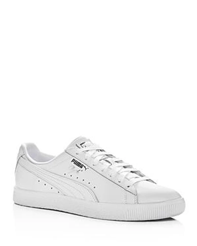 Shop Puma Men's Clyde Core Leather Lace Up Sneakers In White