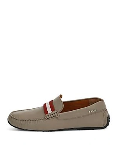 Shop Bally Men's Pearce Leather Drivers In Gray/snuff