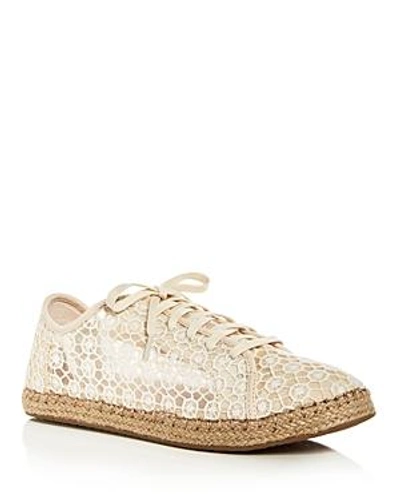 Shop Toms Women's Lena Embroidered Mesh Lace Up Espadrille Sneakers In Natural