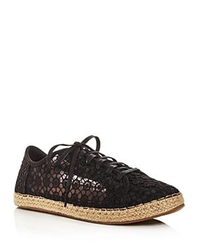 Shop Toms Women's Lena Embroidered Mesh Lace Up Espadrille Sneakers In Black