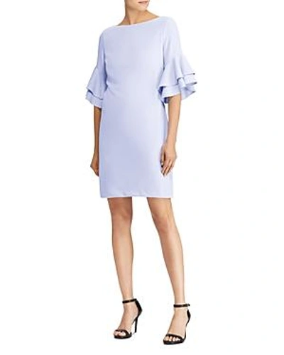 Shop Ralph Lauren Lauren  Bell-sleeve Crepe Dress In Soft Periwinkle