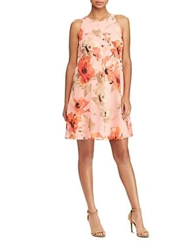 Shop Ralph Lauren Lauren  Floral Georgette Dress In Red/coral/multi