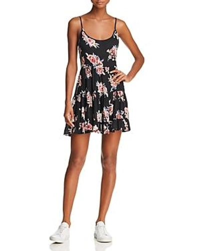 Shop En Creme Floral-print Mini Dress In Black/pink