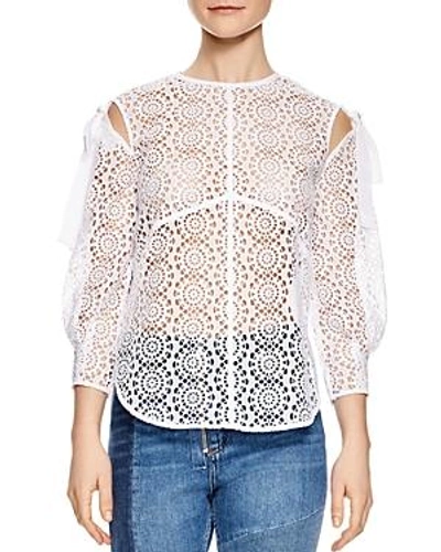 Shop Sandro Ernesta Sheer Lace Top In White