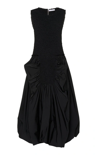 Shop Jw Anderson Memory Taffeta Midi Dress In Black