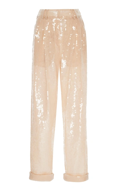 Shop Balmain Relaxed Sequined Pant In Pink