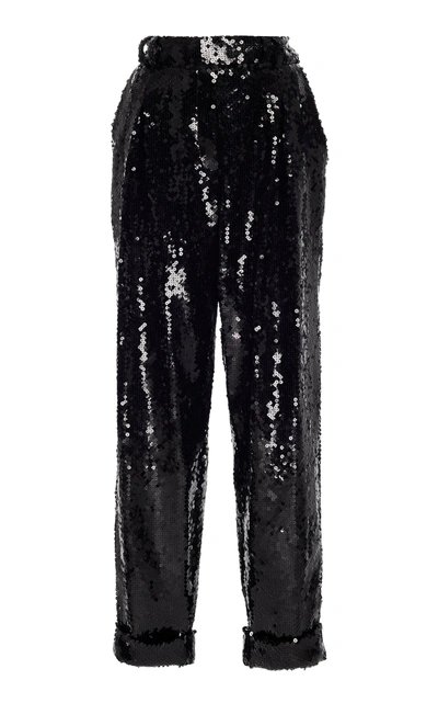 Shop Balmain Relaxed Sequined Pant In Black