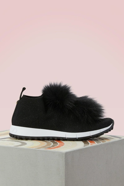 Shop Jimmy Choo Norway Sneakers With Fur In Black
