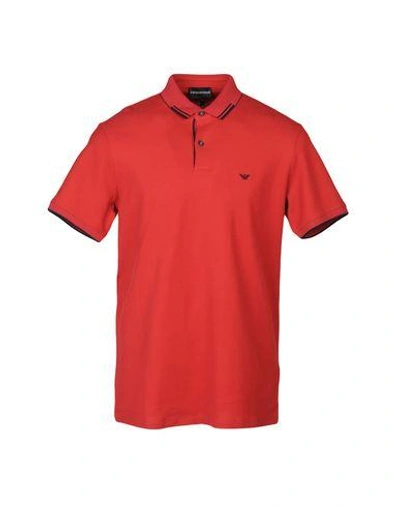 Shop Emporio Armani Polo Shirts In Red