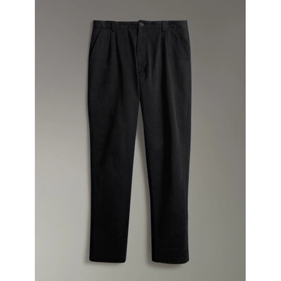 Shop Burberry Cotton Canvas Wide-leg Trousers In Black