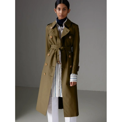 Shop Burberry Tropical Gabardine Trench Coat In Dark Antique Green