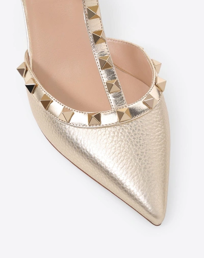 Shop Valentino Garavani Metallic Rockstud Caged Pump 65mm In Platinum