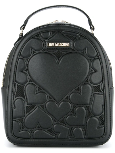 Shop Love Moschino Small Heart Backpack - Black