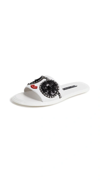 Shop Alice And Olivia Tasha Stace Slides In White/black/red