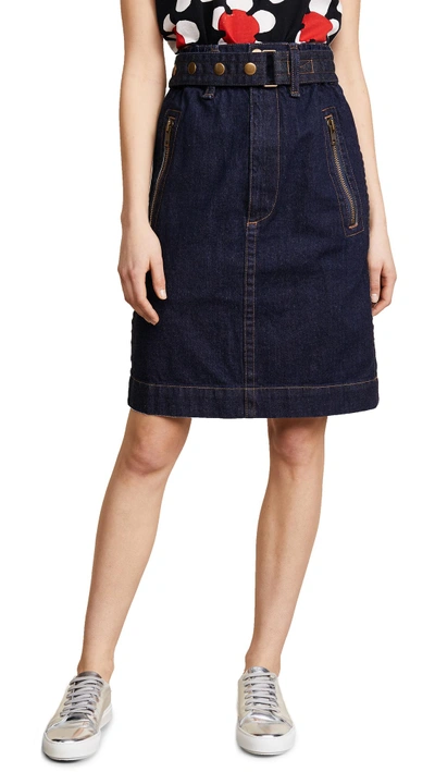 Shop Marc Jacobs Denim Skirt With Zip Pockets In Indigo