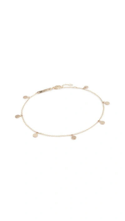 Shop Zoë Chicco 14k Gold Round Disc Charm Anklet In Yellow Gold