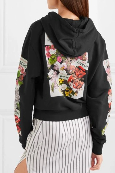 Shop Off-white Printed Cotton-jersey Hooded Top