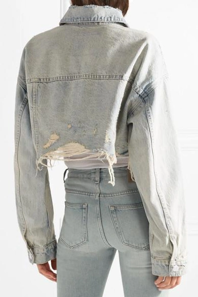 Shop Alexander Wang Blaze Cropped Distressed Denim Jacket