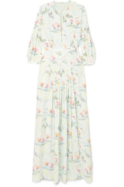 Shop Vilshenko Eloise Floral-print Silk Maxi Dress In Ivory