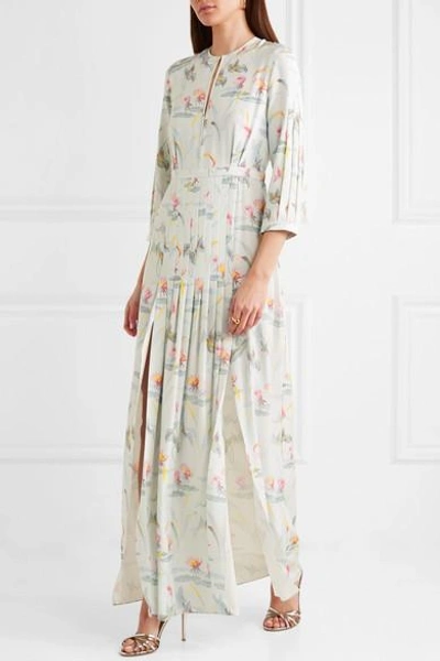 Shop Vilshenko Eloise Floral-print Silk Maxi Dress In Ivory