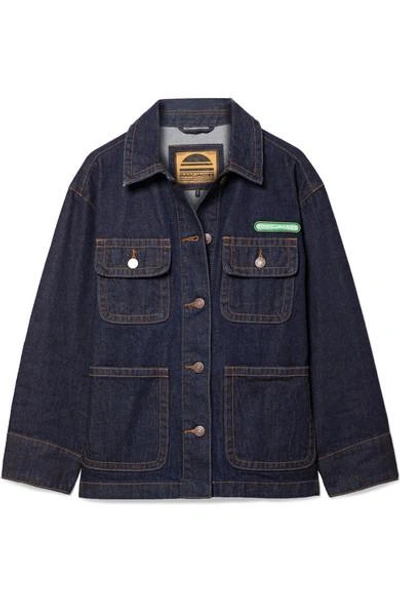 Shop Marc Jacobs Logo-appliquéd Denim Jacket In Dark Denim