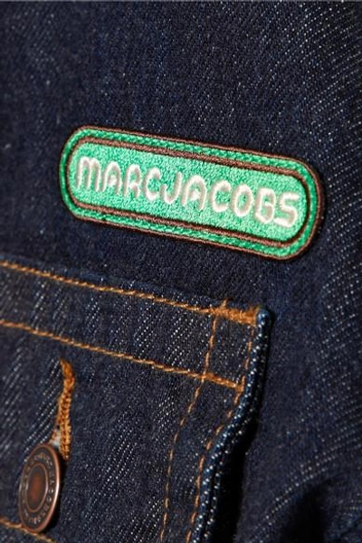 Shop Marc Jacobs Logo-appliquéd Denim Jacket In Dark Denim