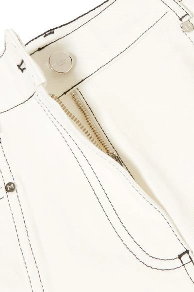 Shop Mugler Cropped High-rise Bootcut Jeans In White