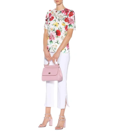 Shop Dolce & Gabbana Floral Printed Silk-blend Top